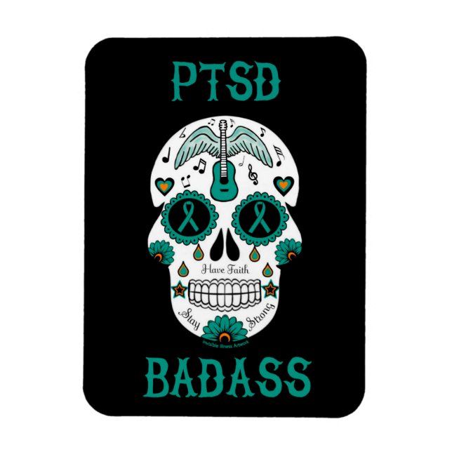 Ímã Crânio de Badass PTSD (Vertical)