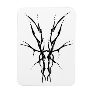 Ímã Crânio de Cervo Tribal Preto Desenho de Caça