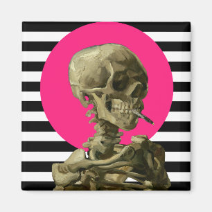 Imã Crânio de esqueleto com colagem de cigarro queimad