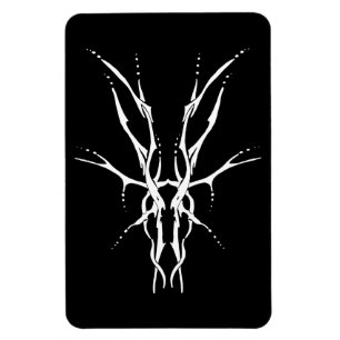 Ímã Crânio de Veado Tribal Preto e Branco Design de Ca