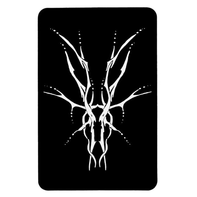 Ímã Crânio de Veado Tribal Preto e Branco Design de Ca (Vertical)