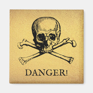 Imã Crânio e Crossbones   Magnet   Texto personalizado