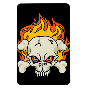 Ímã Crânio flamejante e ossos cruzados