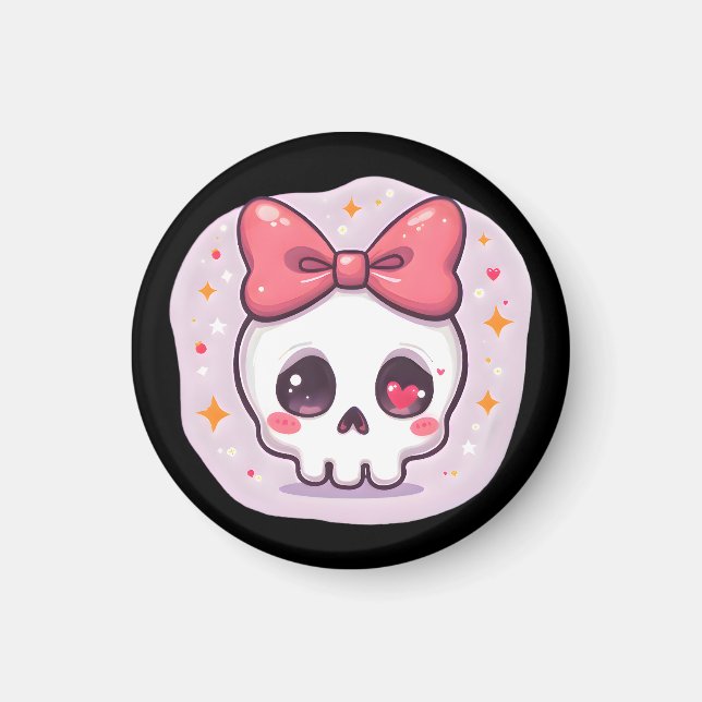 Imã Cranio Pastel Goth com Laço (Frente)