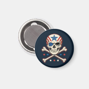 Imã Crânio Patriótico e Bandeira Americana Crossbones