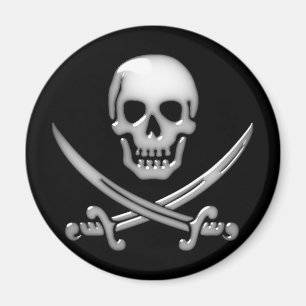 Imã Crânio Pirata e Espadas Cruzadas