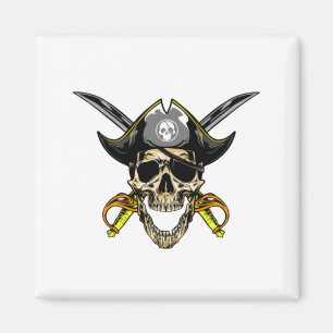 Imã Crânio Pirata e Espadas Cruzadas