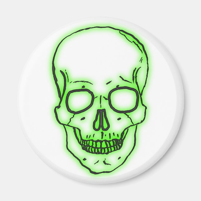 Imã crânio verde caveira green skull (Frente)