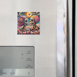 Imã Crânios de Açúcar no Amor Pastel de Giz Impression