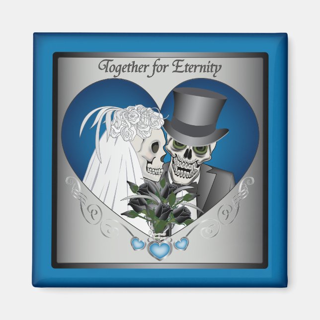 Imã Crânios de Casamento - Azul (Frente)