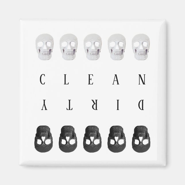 Imã Crânios Limpos De Lâmina Preta Suja E Branca (Frente)