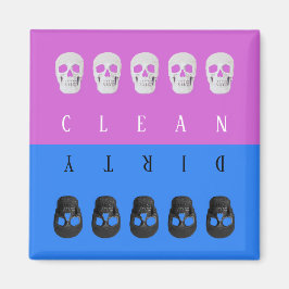 Imã Crânios Puro Sujo Puro Vermelho Diversão Reversíve