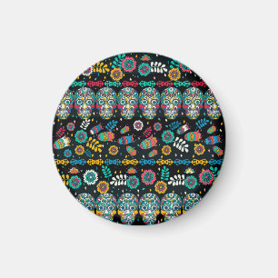 Imã Crânios tribais de Boho: padrão colorido.