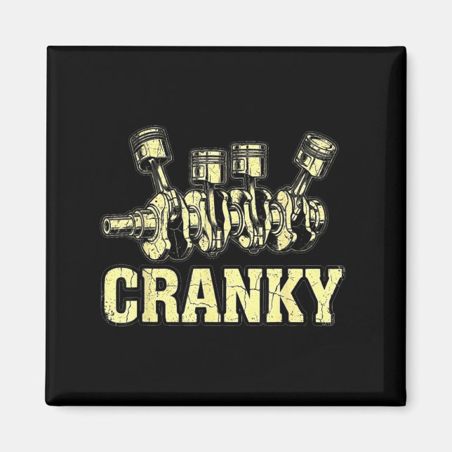 Imã Cranky Car Engine Crankshaft Fathers Day Dad Men H (Frente)