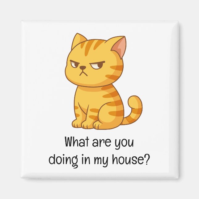 Imã Cranky Orange Tabby Cat Funny Text (Frente)