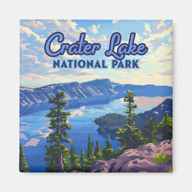 Imã Crater Lake National Park Oregon Retro (Frente)