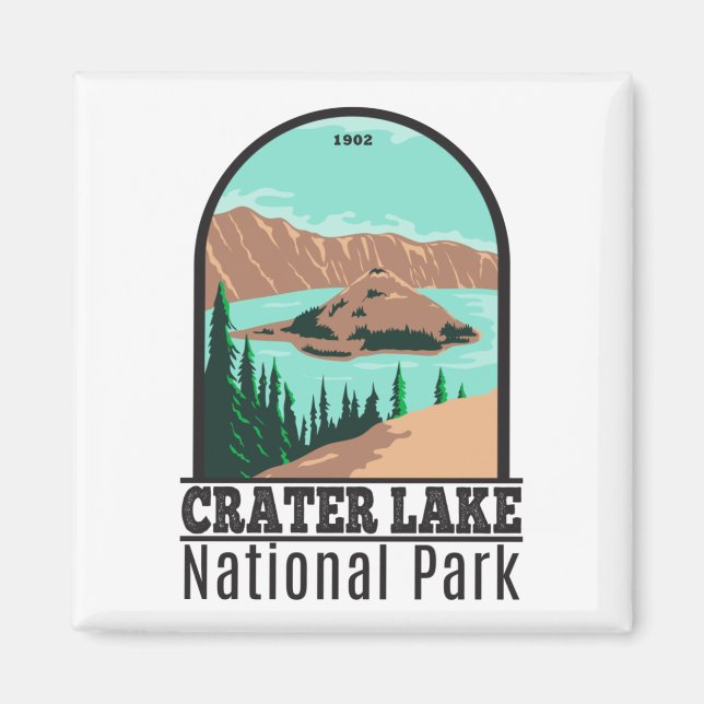Imã Crater Lake National Park Oregon Vintage (Frente)