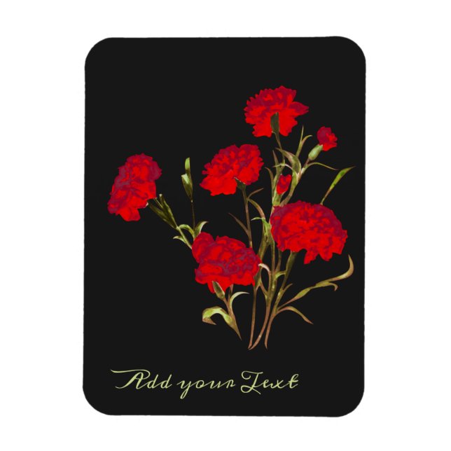 Ímã Cravo Vermelho Floral Elegante Personalizável (Vertical)