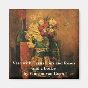 Imã Cravos, Rosas e uma Garrafa por Vincent van Gogh