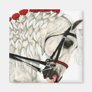 Imã Cravos Vermelhos - Magneta de Cavalo Branco