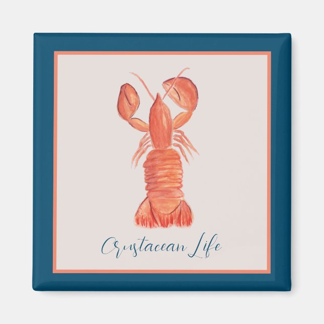 Imã Crawfish Crustacean Aquarela (Frente)