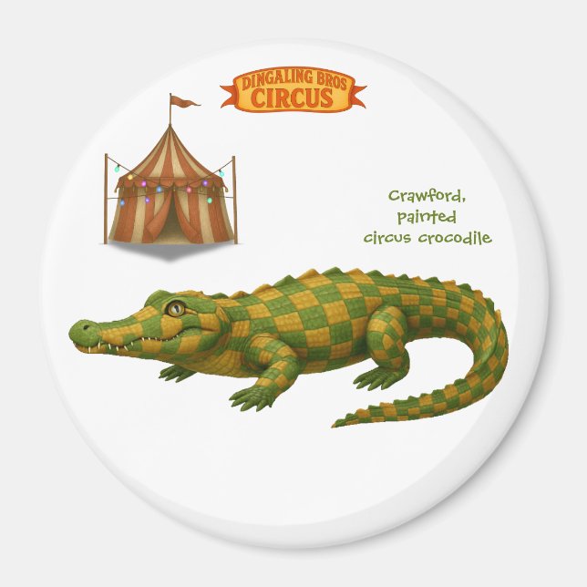 Imã Crawford, crocodilo de circo pintado (Frente)