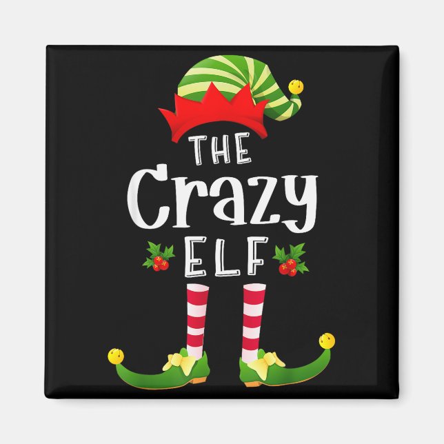 Imã Crazy Christmas Elf Matching Pajama X-mas Party  (Frente)