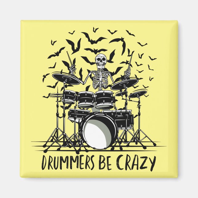Imã Crazy Drummer Skeleton Design (Frente)