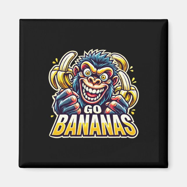 Imã Crazy Monkey Go Bananas Adesivo  (Frente)
