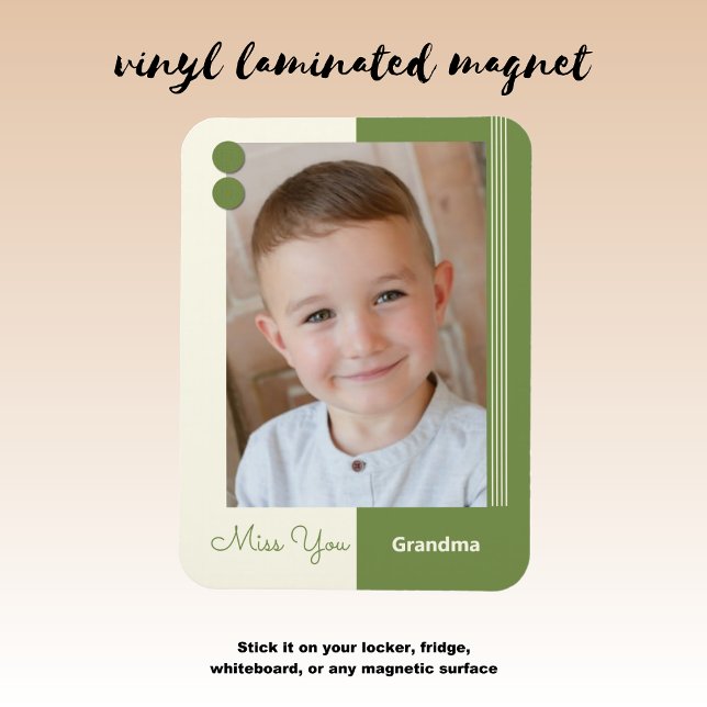 Ímã Cream e verde sentem sua foto de vovó (Criador carregado)