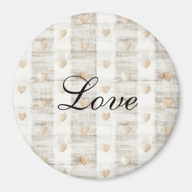 Imã Cream White Beige Boho Hearts (Frente)