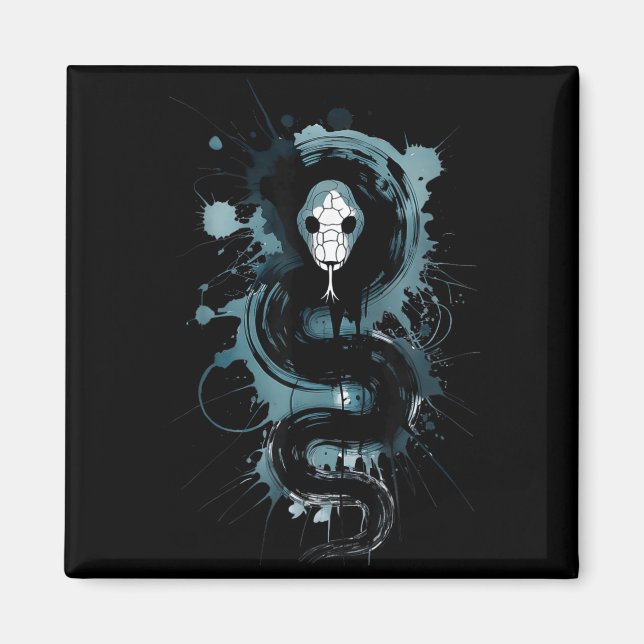 Imã Creepy Cute Goth Snake Horror Snake Sketch Alt Nge (Frente)