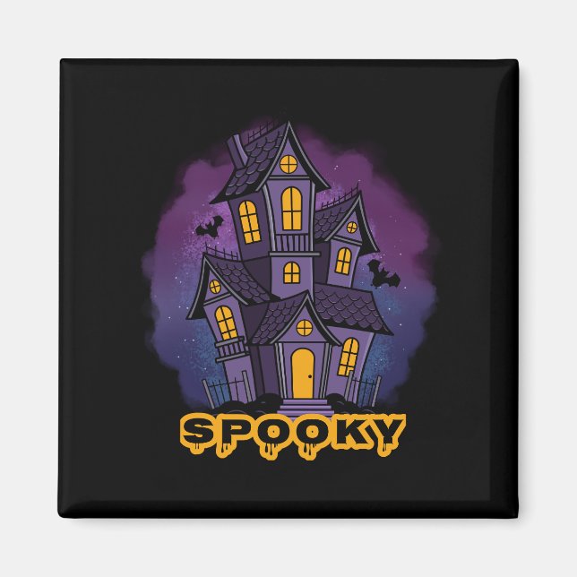 Imã Creepy Purple Mansion Spooky Haunted House (Frente)
