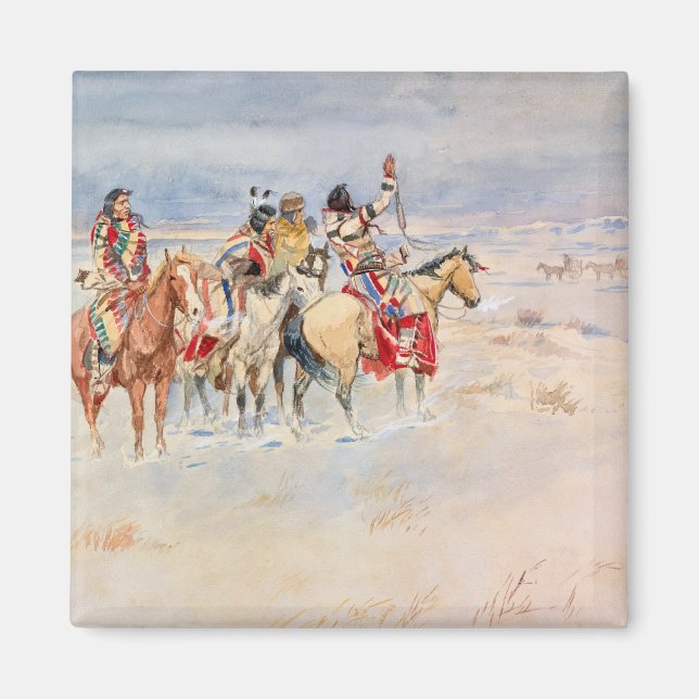 Imã Crees Meeting Traders, 1896 por Charles Marion Rus (Frente)