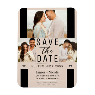 Ímã Creme de Amêndoas Save the Date 3 Fotos Casamento