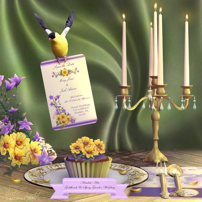 Ímã Creme de Coleção de Jardim primavera (Spring into your wedding with Arisdale Arts Goldfinch Garden and Spring Garden Collection set.)