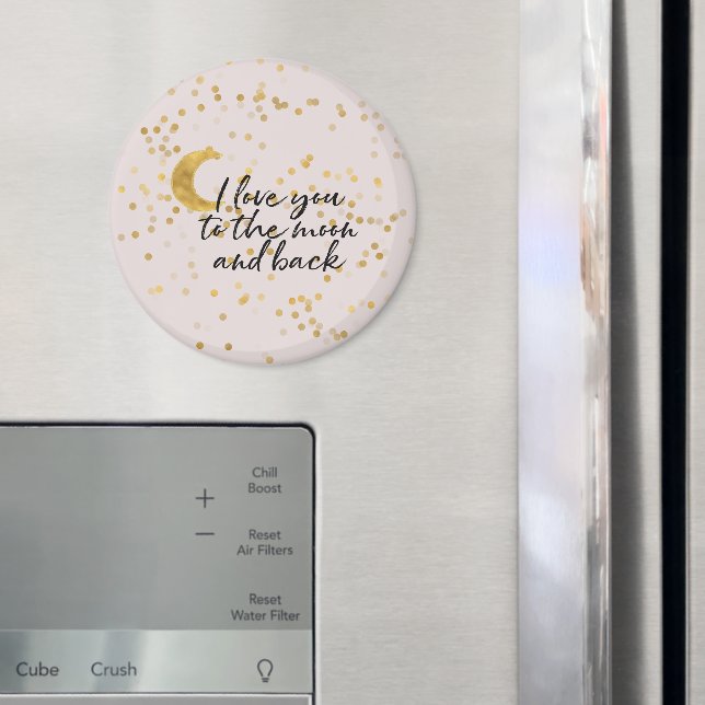 Imã Creme Dourado Eu amo você até a lua confete (In Situ (Fridge))
