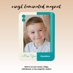 Ímã Creme e turquesa sentem sua foto de avó