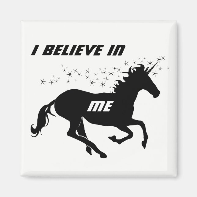 Imã Crente Mágica do Unicórnio Preto e Branco (Frente)