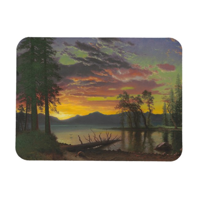 Ímã Crepúsculo, lago Tahoe, c.1870s (óleo na canvas) (Horizontal)