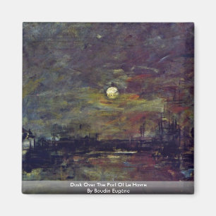 Imã Crepúsculo sobre o porto de Le Havre por Boudin