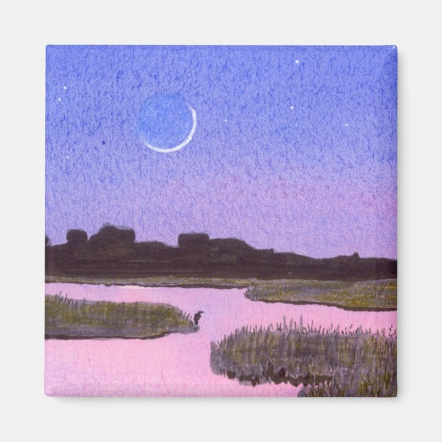 Imã Crescent Moon & Heron Twilight Marsh (Frente)