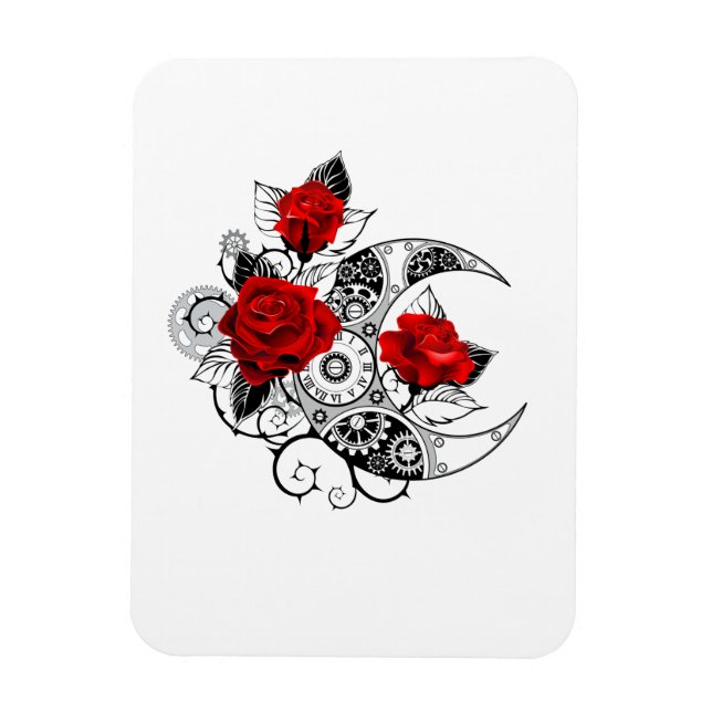 Ímã Crescente Mecânico com Rosas vermelhas (Vertical)