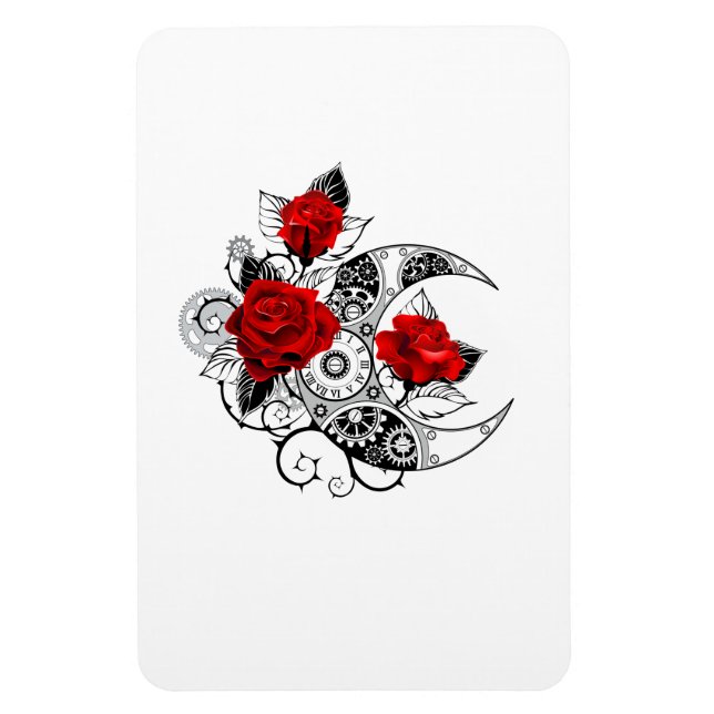 Ímã Crescente Mecânico com Rosas Vermelhas (Vertical)