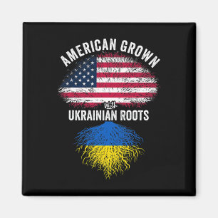 Imã Crescido Americano Com Raízes Ucranianas Bandeira 