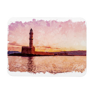 Ímã Creta Grécia Arte de Pintura a Óleo Pôr do Sol