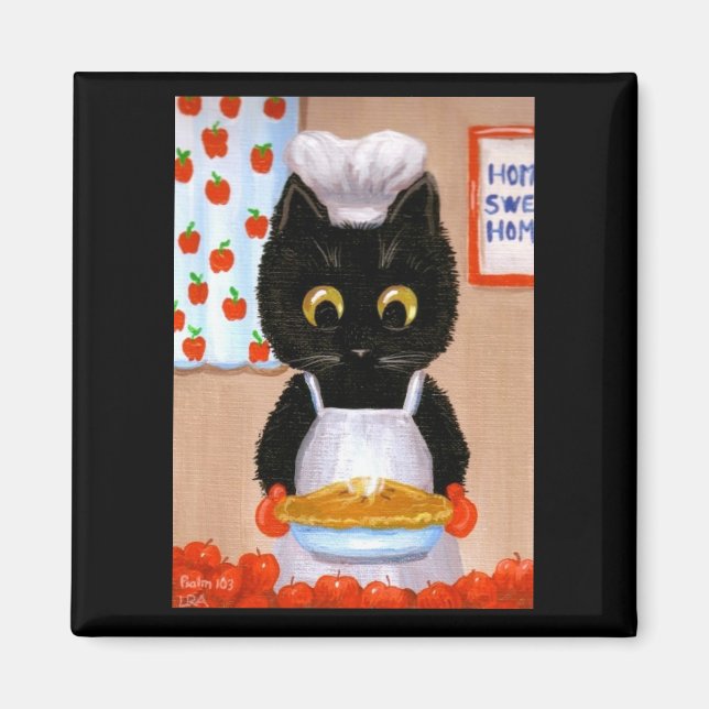 Imã Criações de Mágil de Maçã de Gato Negro Lisa Adams (Frente)