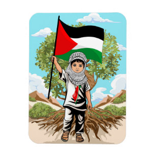 Ímã Criança com Keffiyeh Palestine Flag e Olive Tree