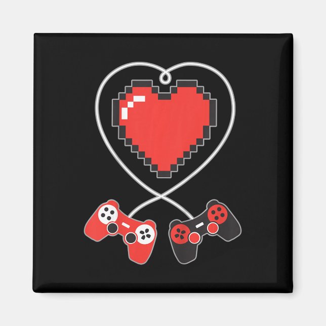 Imã Criança Coração Pixel Art Controle de Video-Game V (Frente)
