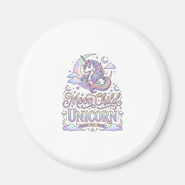 Imã Criança da Lua Unicórnio Unicórnio Design Original (Frente)
